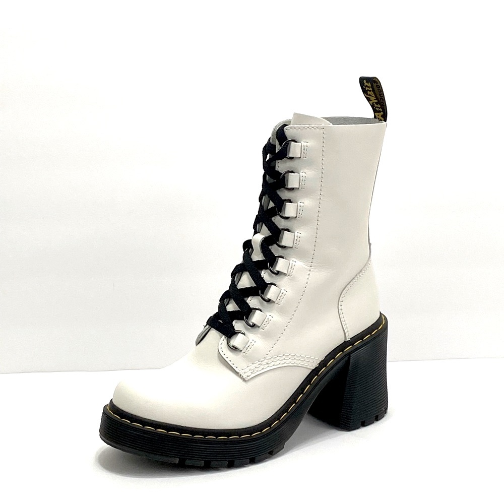 - NEW DR MARTENS CHESNEY LEATHER FLARED HEEL LACE UP BOOTS - Picture 9 of 11